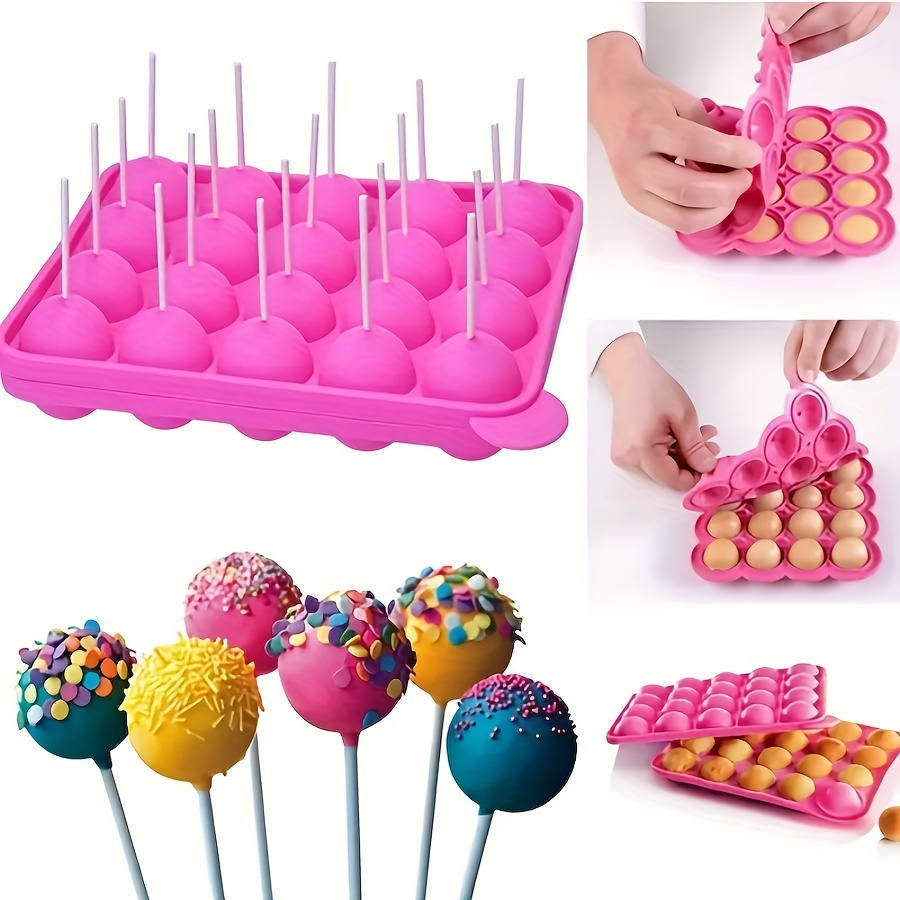 

Silicone Cake Pop Mold Set With 20 Lollipop Sticks - 20 Cavity 3d Lollipop Maker, Non-stick & Reusable For Chocolate, Candy - Diy Baking Tools For Home & Commercial Use