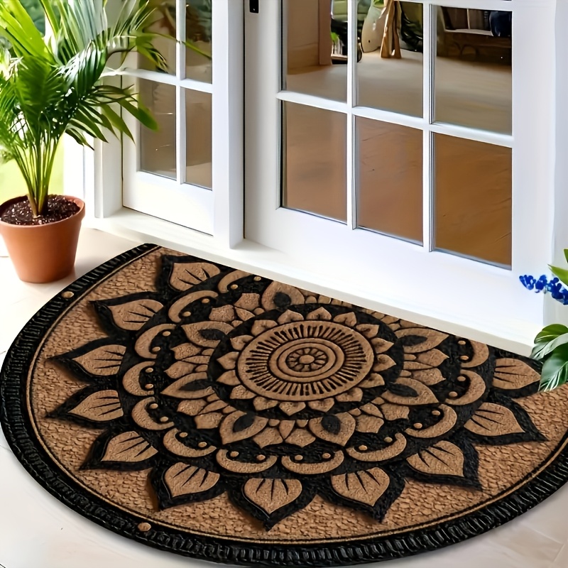 E-shop 2D Flache Hof Rasen Garten Outdoor Fußmatte, Türmatte, Leichte Halbkreis Teppich, Waschmaschinenfeste Fußmatte, Vintage Halbkreis Fußmatte,