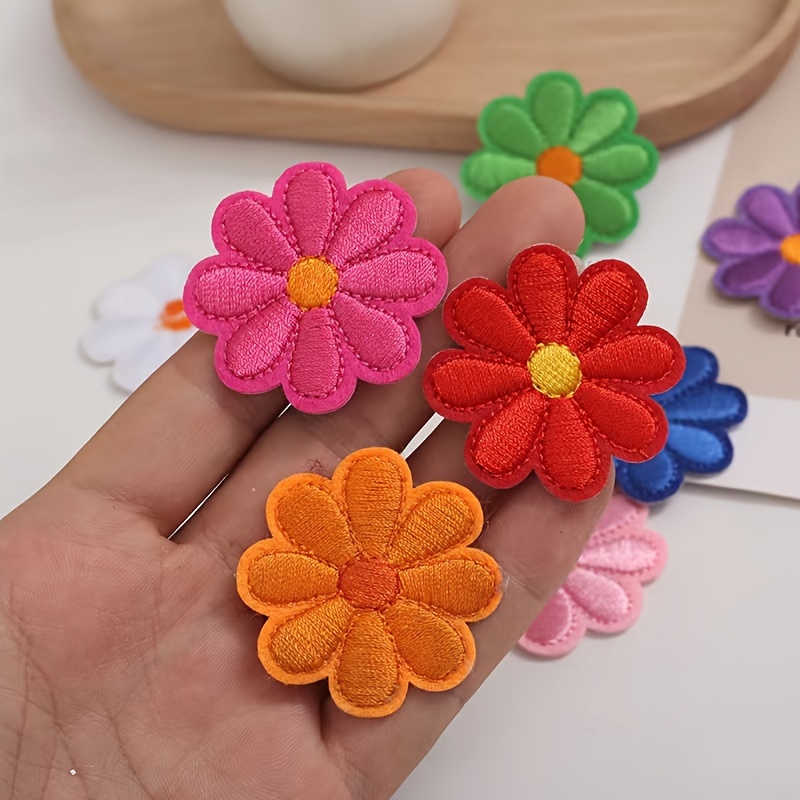 

24pcs Colorful Flower Embroidered Patches, Diy Iron-on/sew-on Appliqué For Hats, Backpacks, Clothes - Mixed Color Floral Decorative Stickers For Crafts And Fashion Accessories