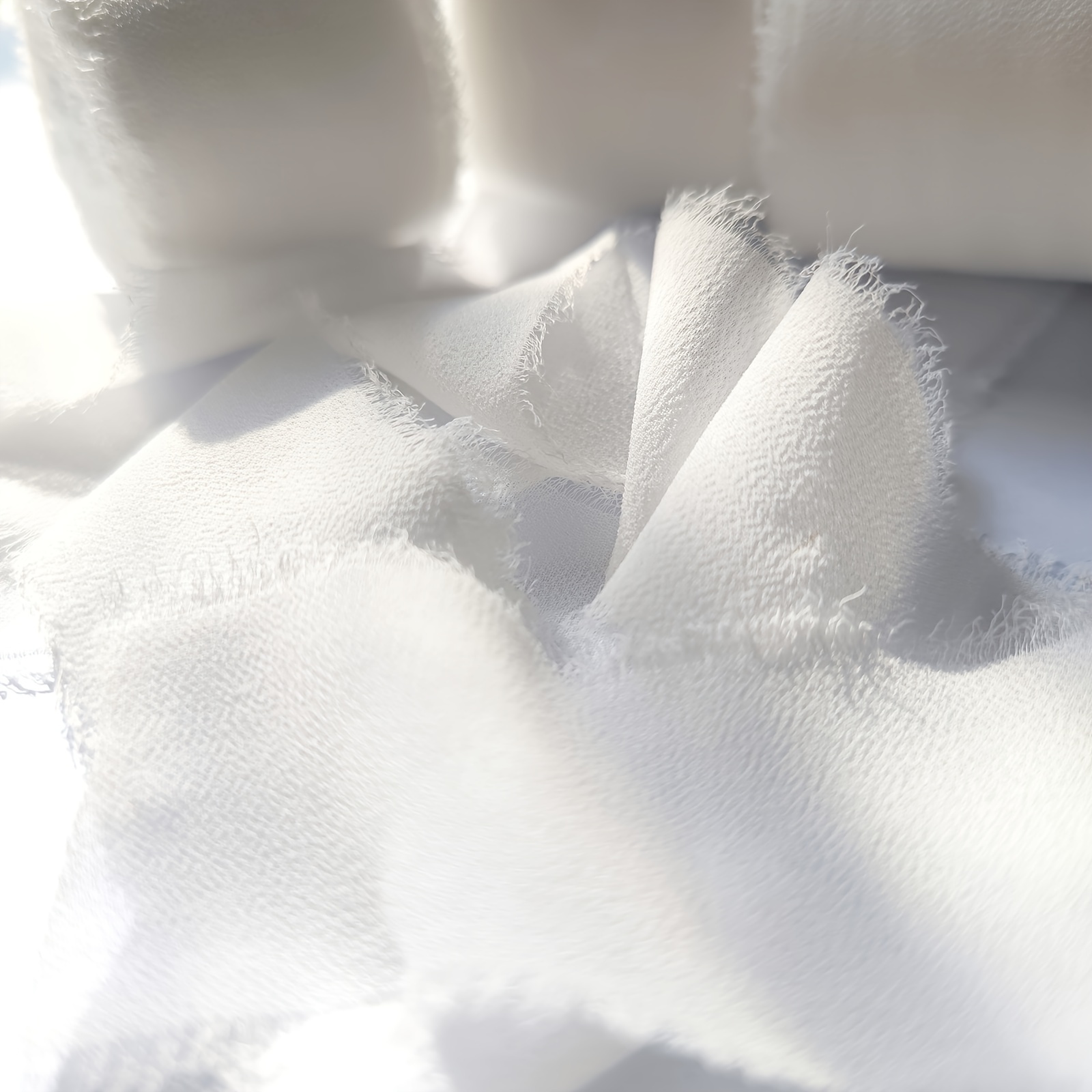 Image of For Gift Wrapping - 1 1/2 Inch X 7 Yards 2 Rolls Wedding Invitation Chiffon Ribbon Handmade Tassels Craft Ribbon Bridal Bouquet Gift Wrapping Bow Making Decorations 2 Rolls