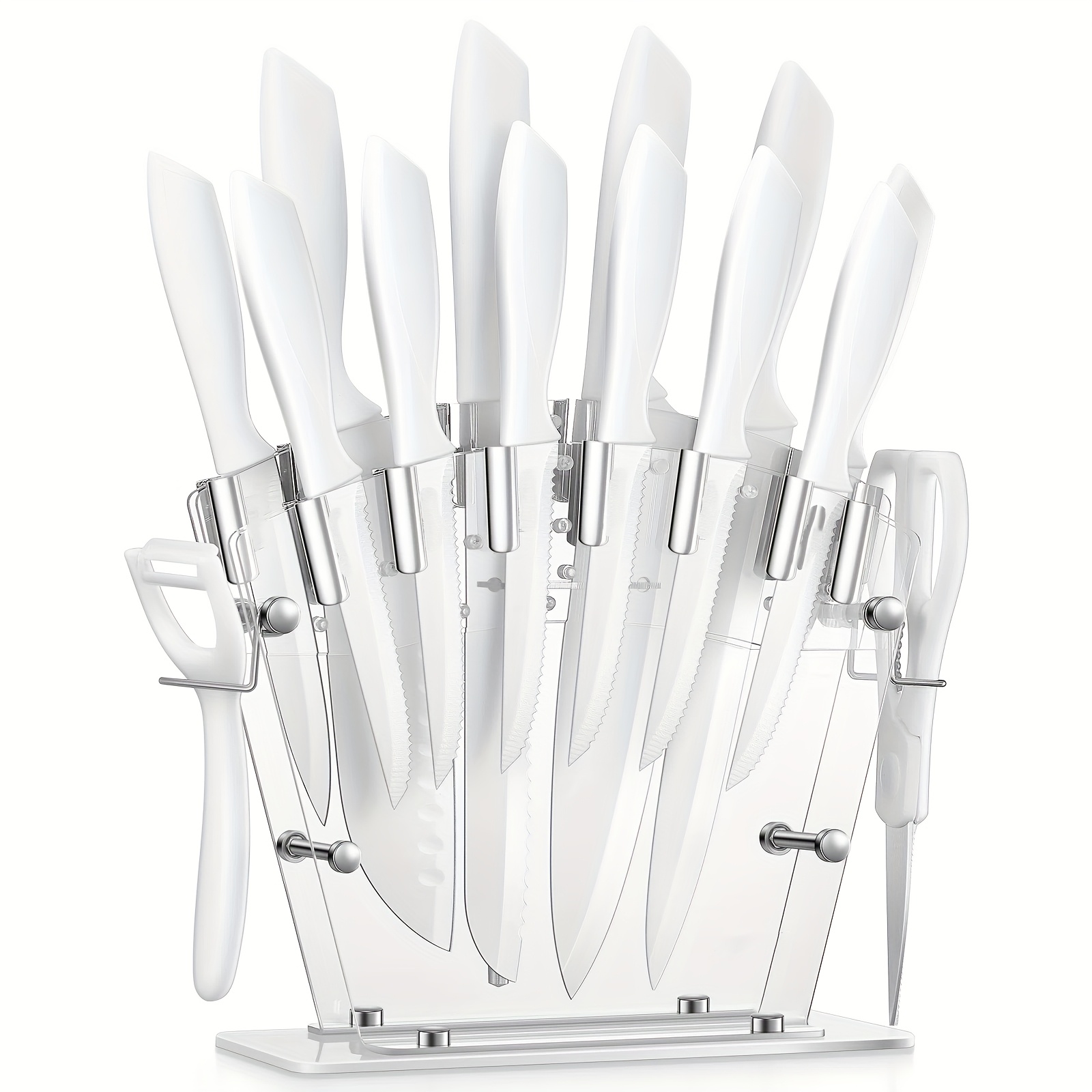 TEMU Knife Set, 16pcs Knife Block Set, Steel Knife Set, Professional Kitchen Knife Set