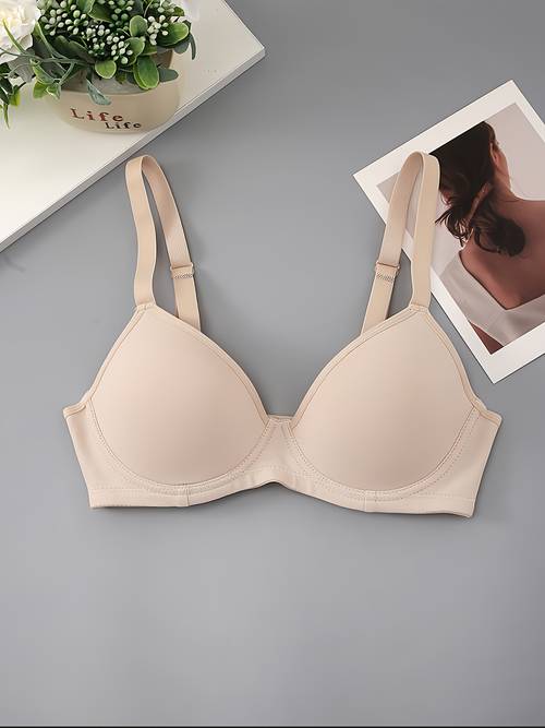solid color comfortable push up underwire bra
