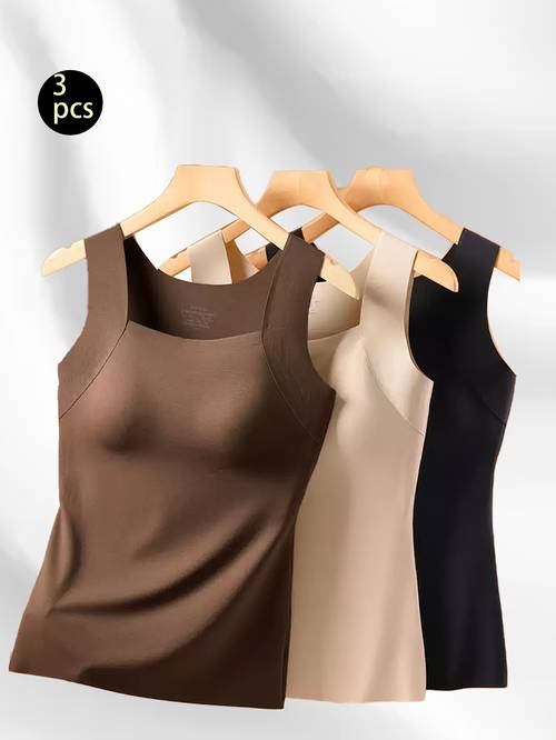 3pcs autumn winter style womens camisole new innerwear for layering or wearing alone with built in pads