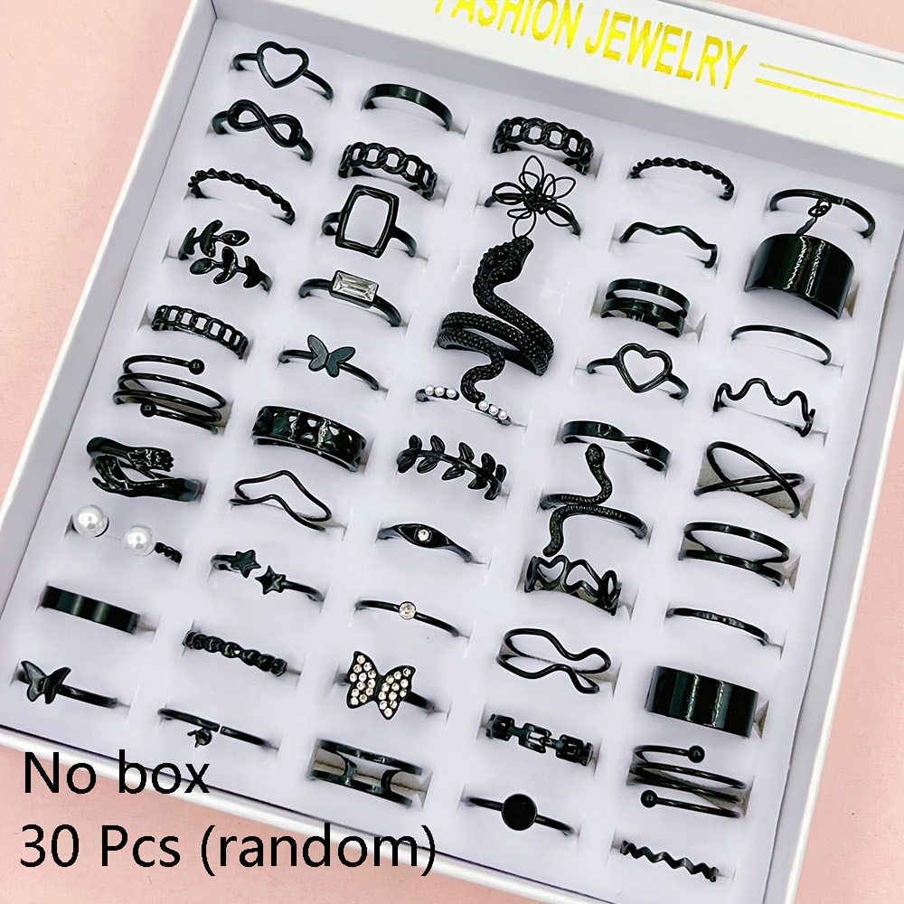 TEMU 30pcs Snake Women's Ring Set, Vintage Gothic Mixed Styles, Multi-piece Ring Set For Parties, Vacations, And Daily Wear, Finger Accessories,