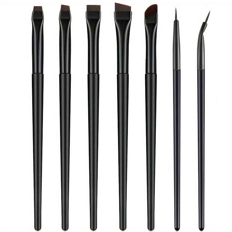 

7-piece Eyeliner Brush Set - Professional Makeup Tools With Oval , Nylon , Abs Plastic Handles For Normal Skin - Unscented Eye Makeup Brushes Including -shaped Eyeliner Brush For Precise Application