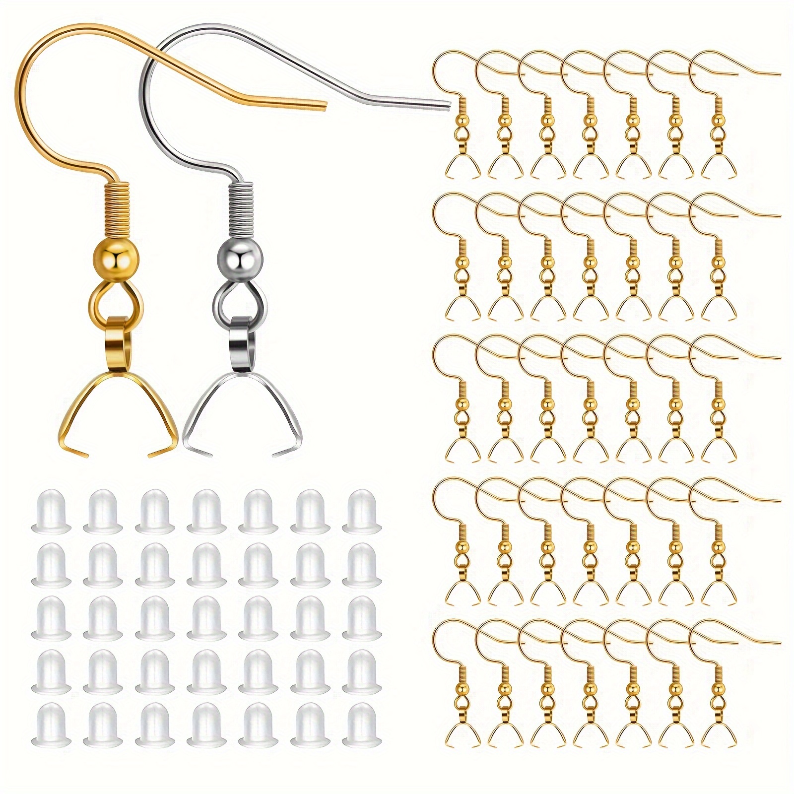 

Earring 40/100pcs Set, Stainless Steel Ear Wires , Hypo-allergenic Jewelry For Making