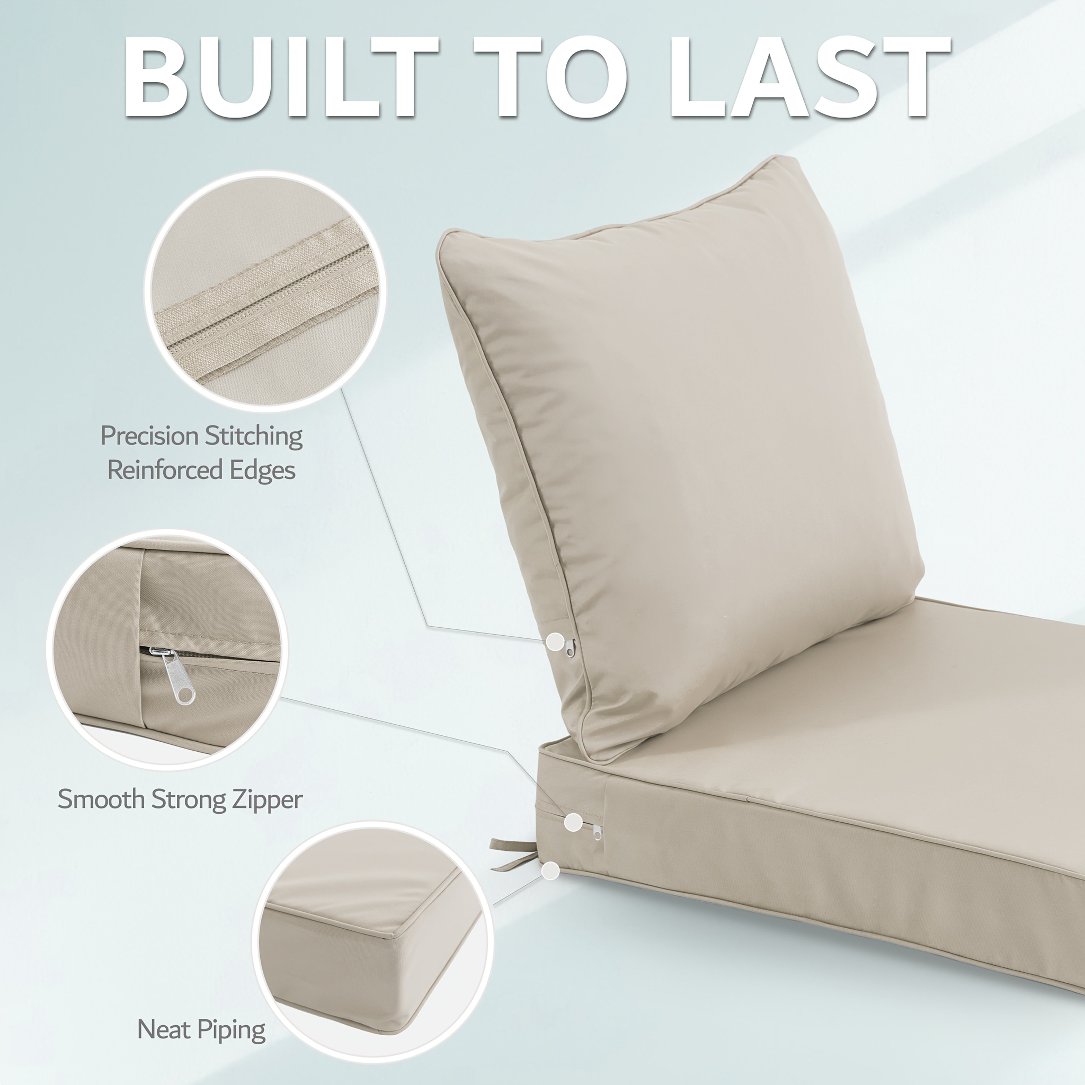 waterproof outdoor deep seat cushion set patio chair seat and back cushion with hidden zipper high density foam seat pad and shredded foam back pillow