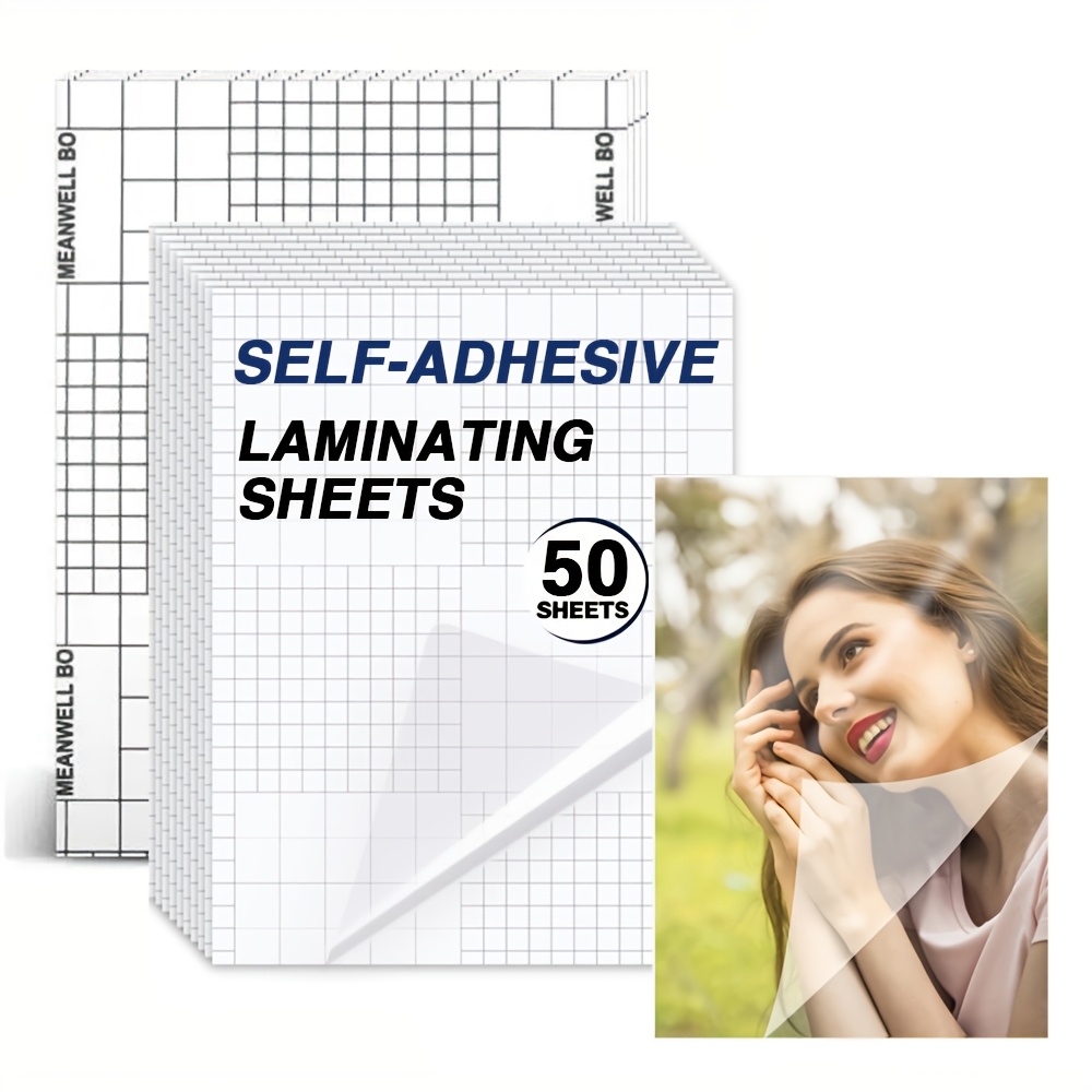 TEMU 50pcs Pack Transparent Self-adhesive Laminating Sheets Suitable For Crafts, Photos, Documents & Plant Specimens - Clear Glossy Covering, No Heat