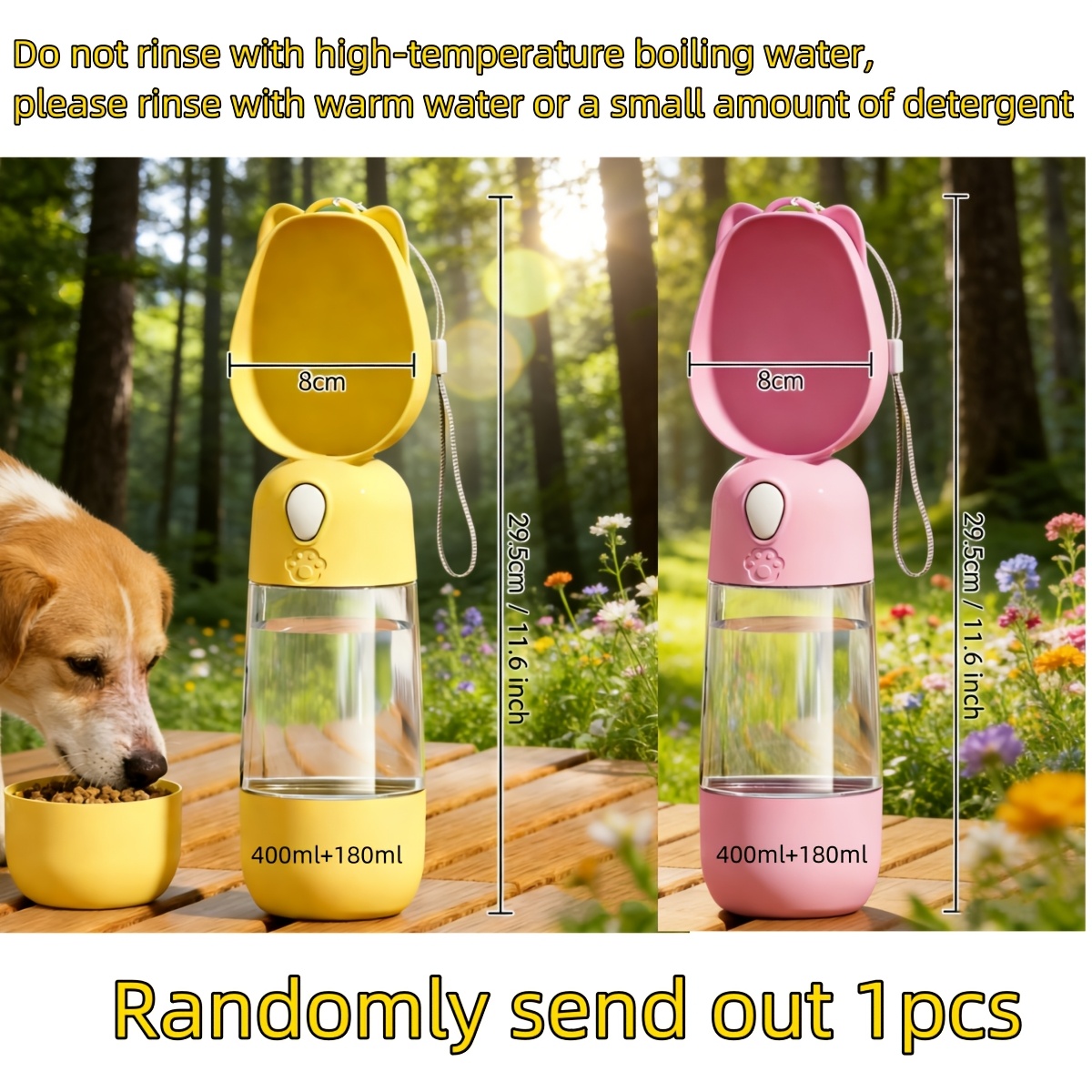 Image of Random 1pc Pet Water Bottle Dog Water Cup, Outdoor Portable Dog Water Bottle, Drinking And Feeding 2-in-1 Leak-proof Travel Cup, Universal For Cats And Dogs
