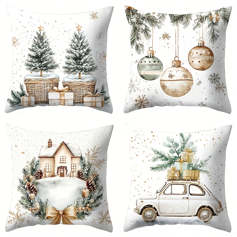 TEMU 4 pezzi, tema natalizio, albero di Natale, pendente, casa, confortevole, e pratico, 17,72 pollici * 17,72 pollici, per decorazione casa,