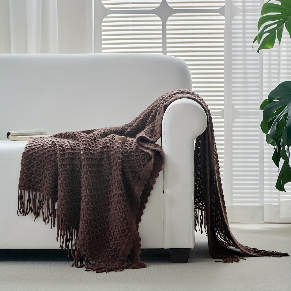 3d Diamond Throw Blanket, Textured Blanket With Fringe, Breathable Lightweight Summer Blanket For Room, Gift For Decor