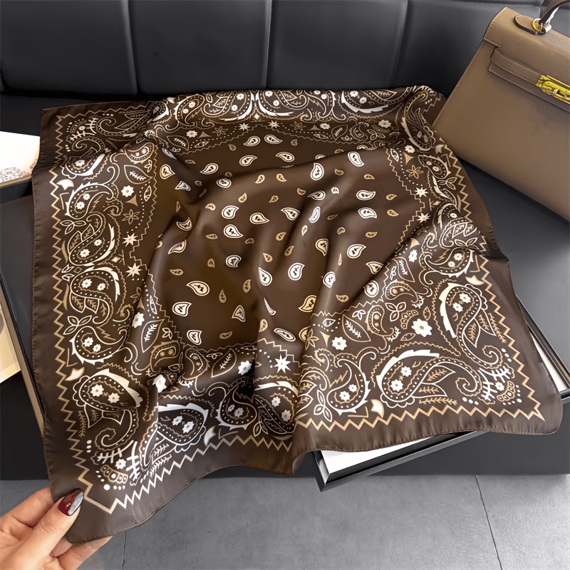 TEMU Écharpe Carrée Motif Noix de , Article de Mode Unisexe, Texture Lisse et Douce, Coupe-Vent et Protection Solaire, Foulard, Bandeau, Toutes