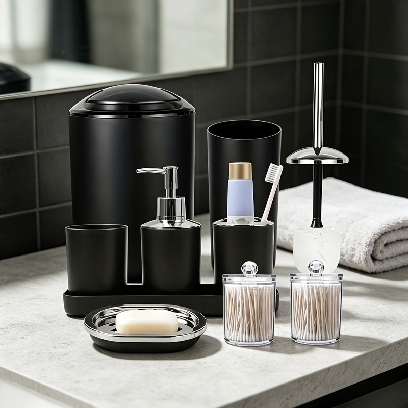 9pcs Bathroom Accessory Set, Complete Bath Essentials
