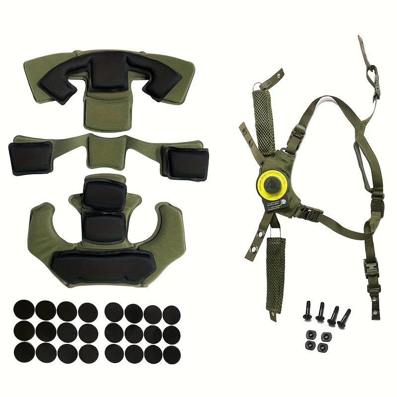 TEMU 2pcs Combination Suspension System Helmet Lanyard With Helmet Foam Pad Fast Mich Outdoor Hunting Helmet Accessies Han