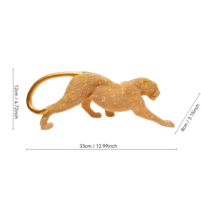 Image of 1 Luxurious Golden Bead Leopard Resin Bead Art Sculpture, Home, Office, Study Room, Desk, Cabinet Display, Indoor And Outdoor Decoration, Animal Sculpture, Holiday Gift, Gift, Decoration, Collectibles