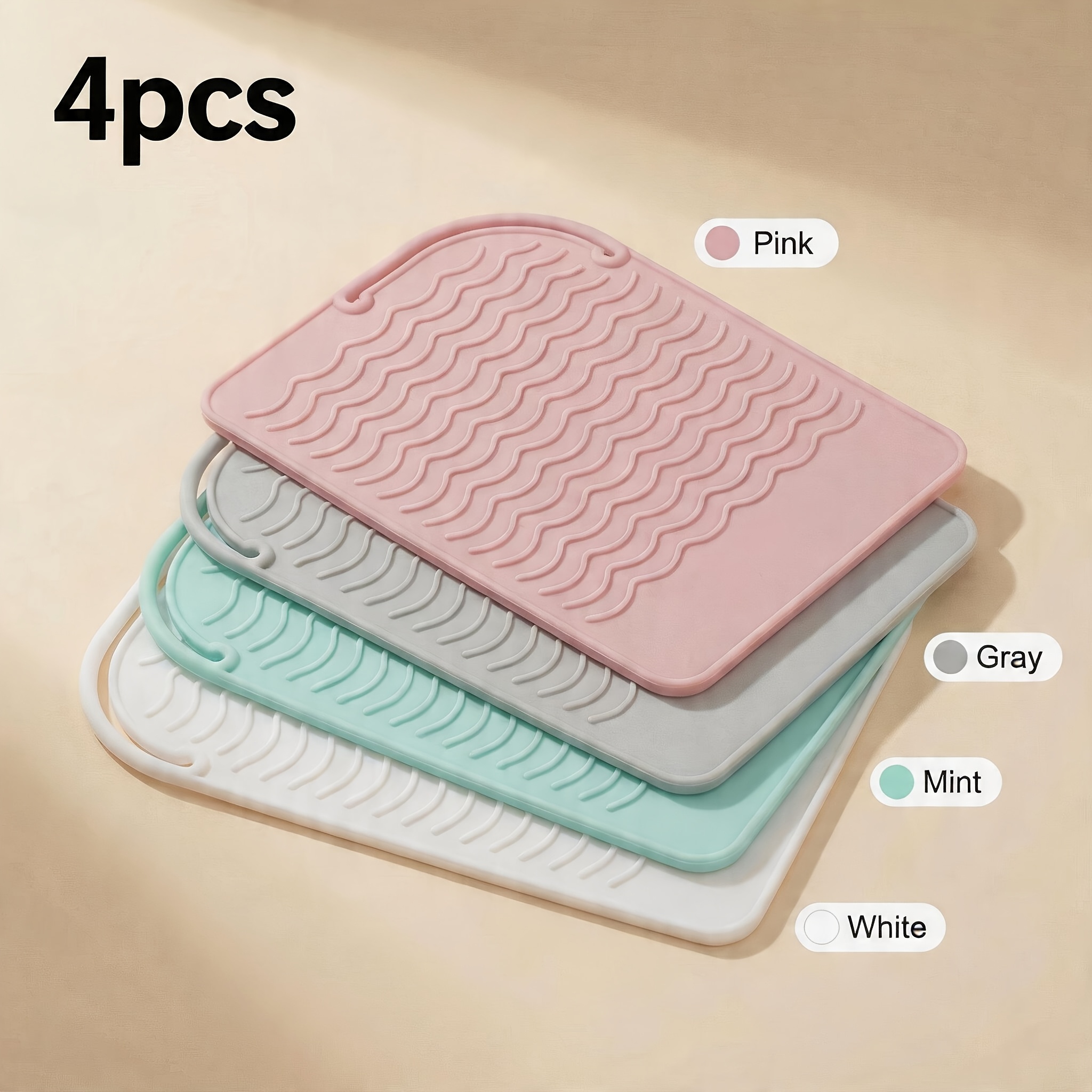 TEMU 4pcs Heat Resistant Mat For Curling Irons, Flat Irons And Styling Tools, Portable Heat Resistant Sleeve Pad For Travel, Home And Salon Use