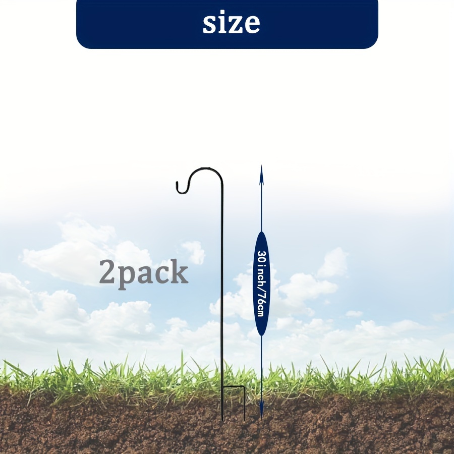 2pcs Garden Shepherd Hooks 30/46/62 Inch Metal Garden Sticks With Hooks, Hooks For Bird Cages, Solar Lights, Lanterns, Weddings, Plant Baskets