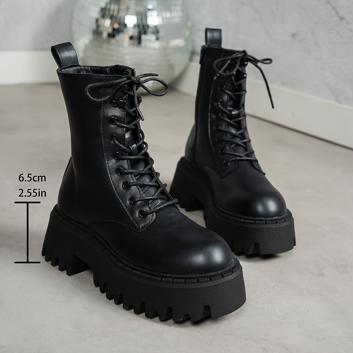 bottes moto à plateforme épaisse femmes bottines noires bout
