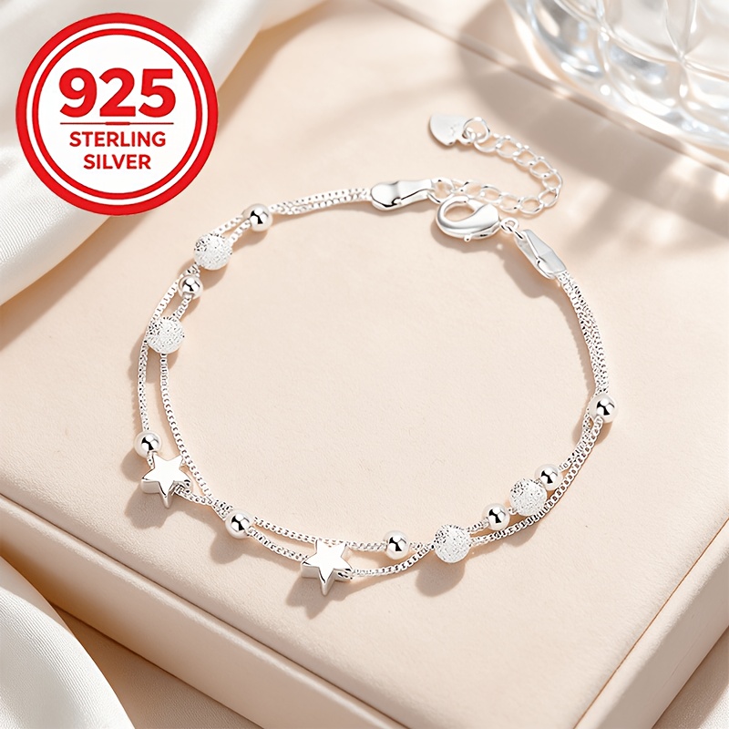 925 Silver Double-Layer Star Bracelet, Light Luxury Fashion