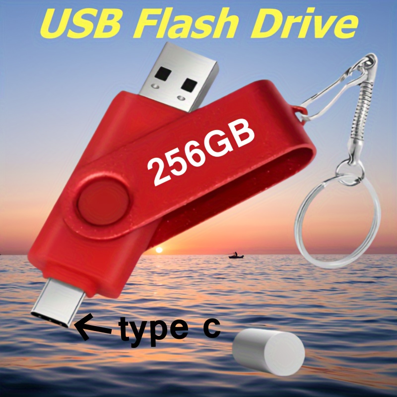 

2 In 1 Usb Flash Drive, 256gb Usb 2.0 Stick Type-c Otg Pen Drive, High Speed Memory Stick, Portable Dual Interface Memory Stick For Android, Pc, Car, Tv, With Keychain Design - Assorted Colors