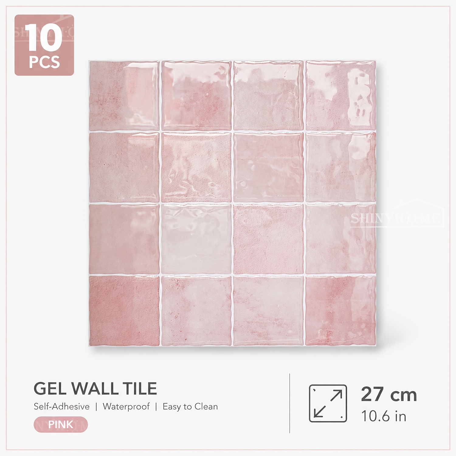 TEMU 10pcs 3d Gel Peel And Stick Wall Tiles, Self Adhesive Hexagon Backsplash Wall Panels 27x27cm For Kitchen Bathroom Home Decor