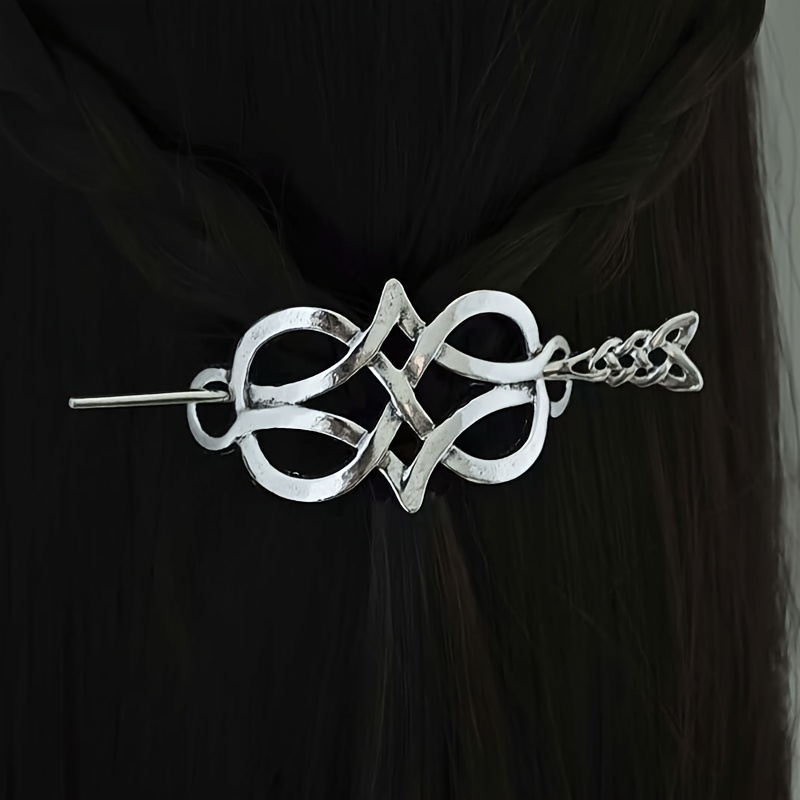 TEMU Fermacapelli a con nodo argentato , da capelli vichinga vintage in metallo, Accessorio per capelli da donna medievale rinascimentale