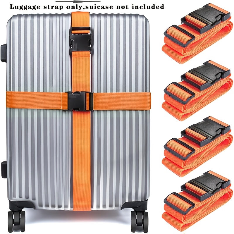 TEMU 4pcs Luggage Strap Set, Durable Anti-theft Travel Suitcase Belts, Woven With Adjustable Shoulder Straps, Snap Button Closure, Machine Washable,