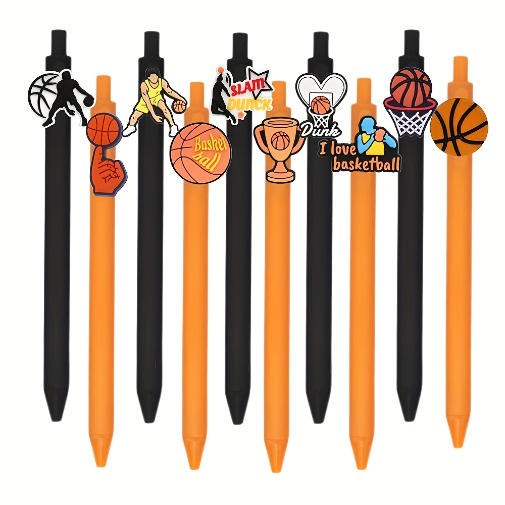 Image of Set Of 10 Basketball-themed Gel Pens With Black Ink, Perfect For Office Use, Desk Organization, And Party Giveaways, Ideal For Fun Stationery And Sports Memorabilia