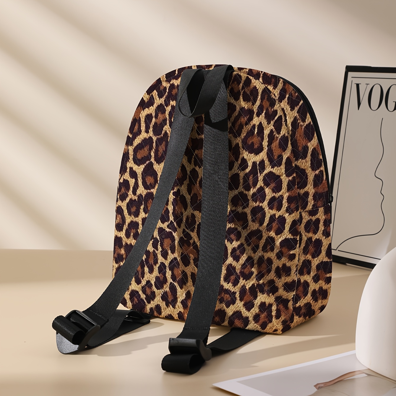 Casual Backpack Leopard Print School Bag Mini Backpack Purse For