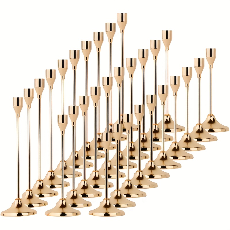 Image of 30pcs Set Tapered Metal Candle Holders, Romantic European Home Candlelight Dinner Wedding Decor, Room Decor, Home Decor