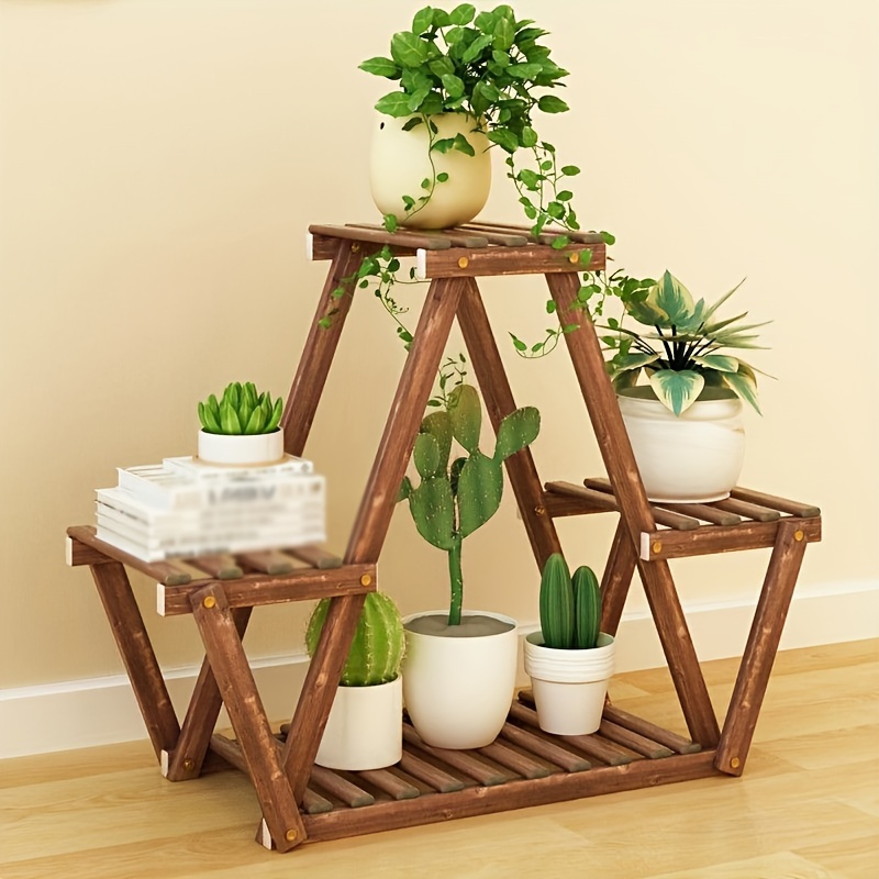 

1pc Multi-layer Wooden Plant Storage Stand, Flower Pot Plant Holder Rack, Household Storage Organizer For Patio Balcony, Bedroom, Living Room, Home, Dorm, Room Decor