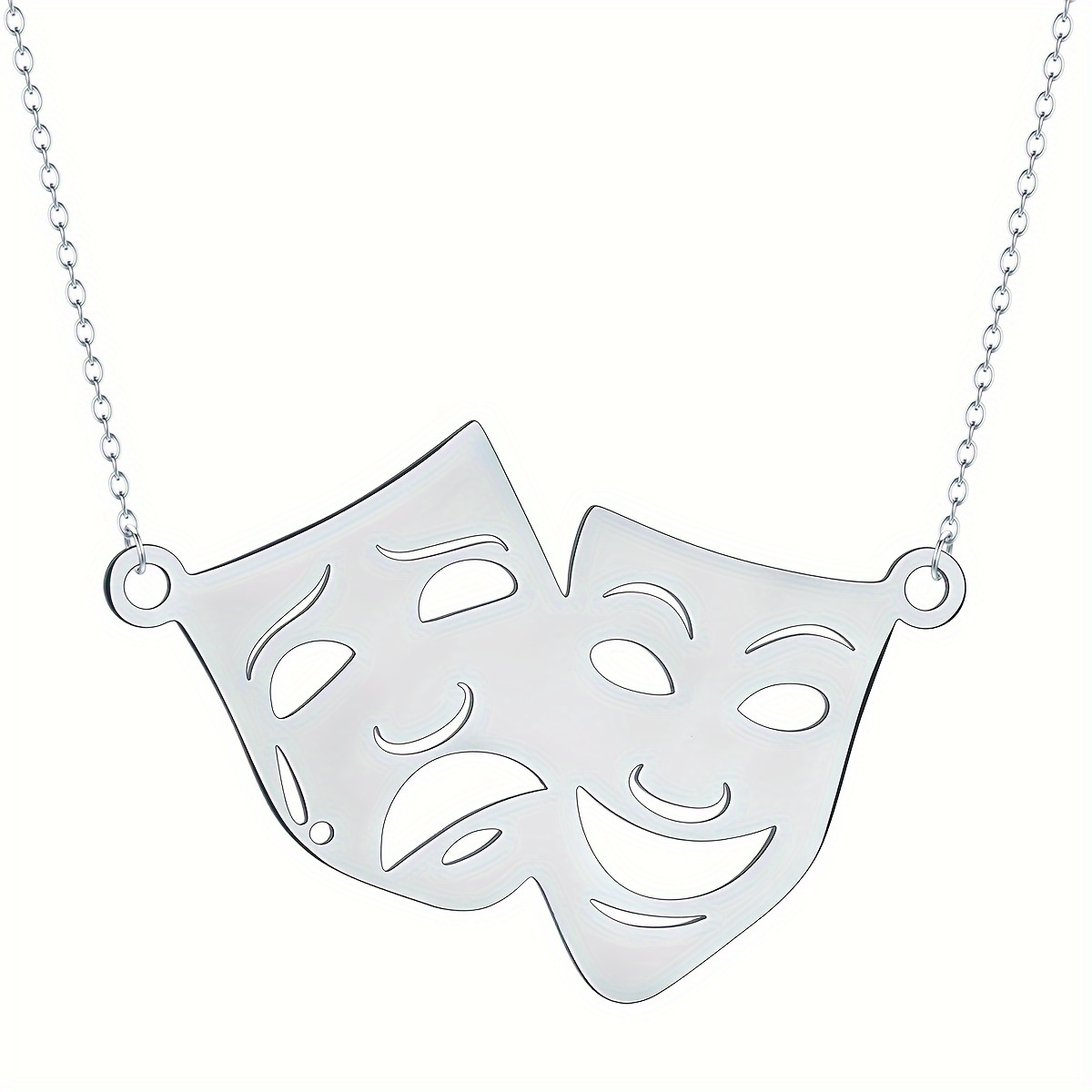 Necklace Featuring Comedy And Masks, Perfect For Hip-hop And Punk Styles, Made Of Stainless Steel, Ideal As A Gift For Couples