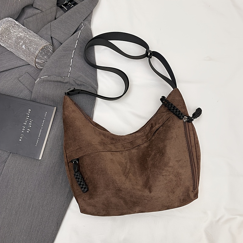Women's Vintage Large Capacity - Soft Fabric Purse With Adjustable Strap & Zipper Closure, Multi-pocket Suitable For Daily And Travel