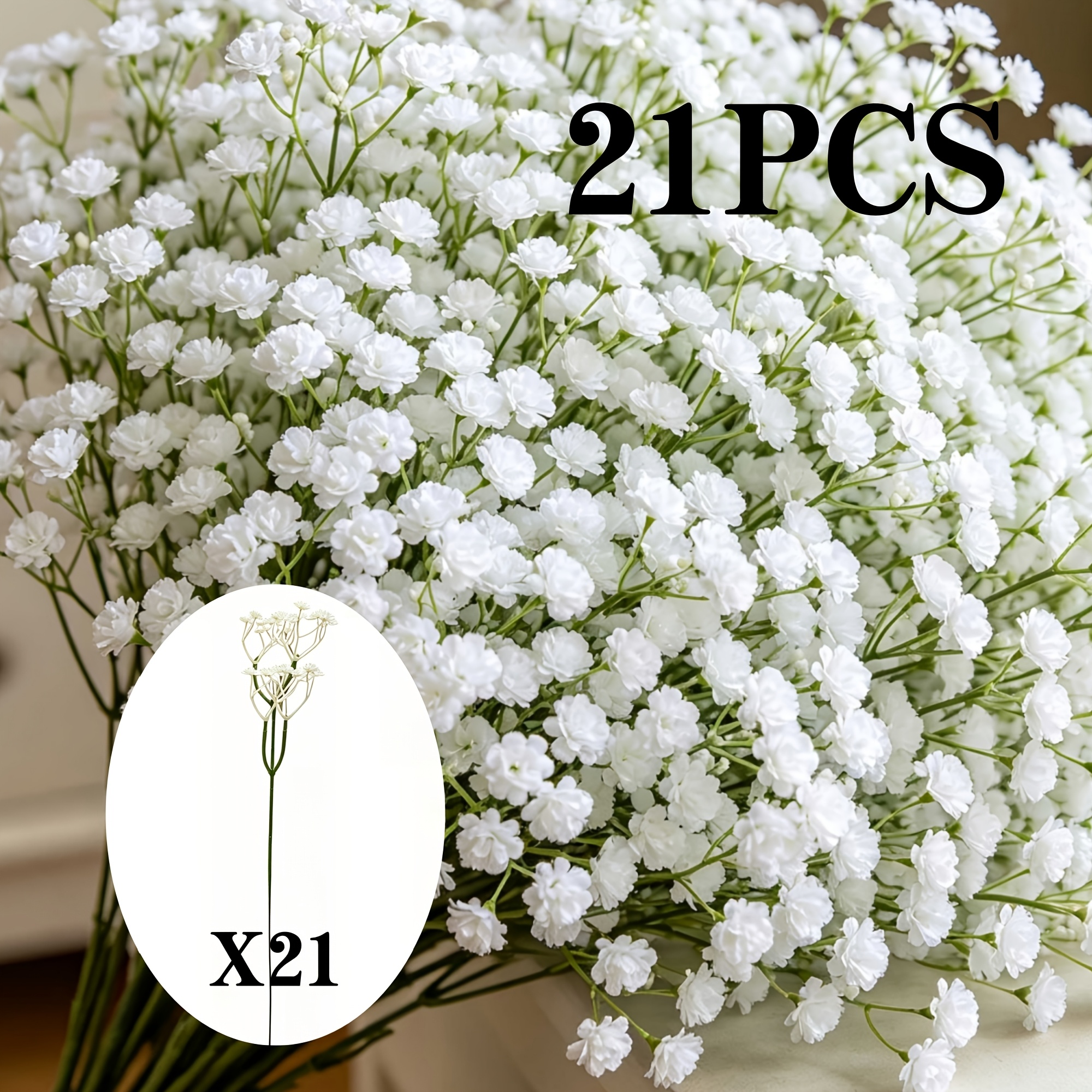 TEMU 21 Bunches Of 600 High-quality Artificial Breath Flowers, Bouquets, For Wedding Birthday Decorations, Indoor And Outdoor Room Styles, Arch