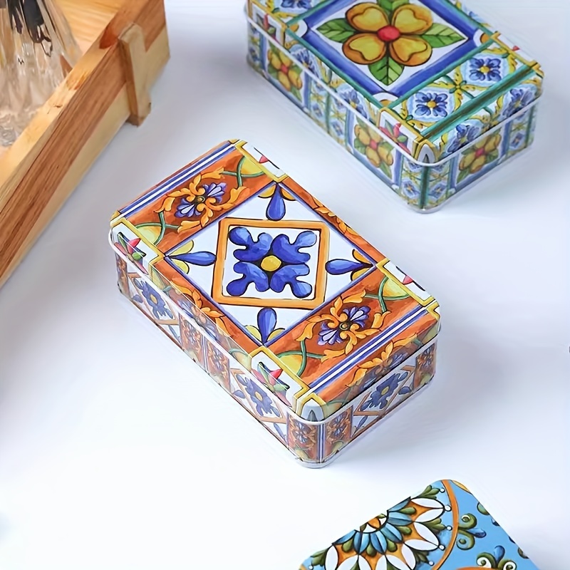 2pcs Vintage Style Decorative Metal Tins Lids Rectangular - United Kingdom