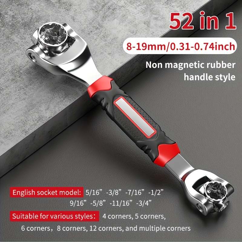 TEMU 52-in-1 Bone Wrench, 8-19mm Adjustable Size, Durable Bicycle Repair Tool, Unique Multi-functional Portable Wrench For Motorcycles And Bicycles -