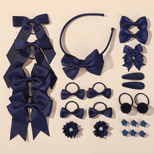 25pcs cute bow tie hair accessories fashionable design for hairstyles and occasions school parties or casual wear best gift navy woven