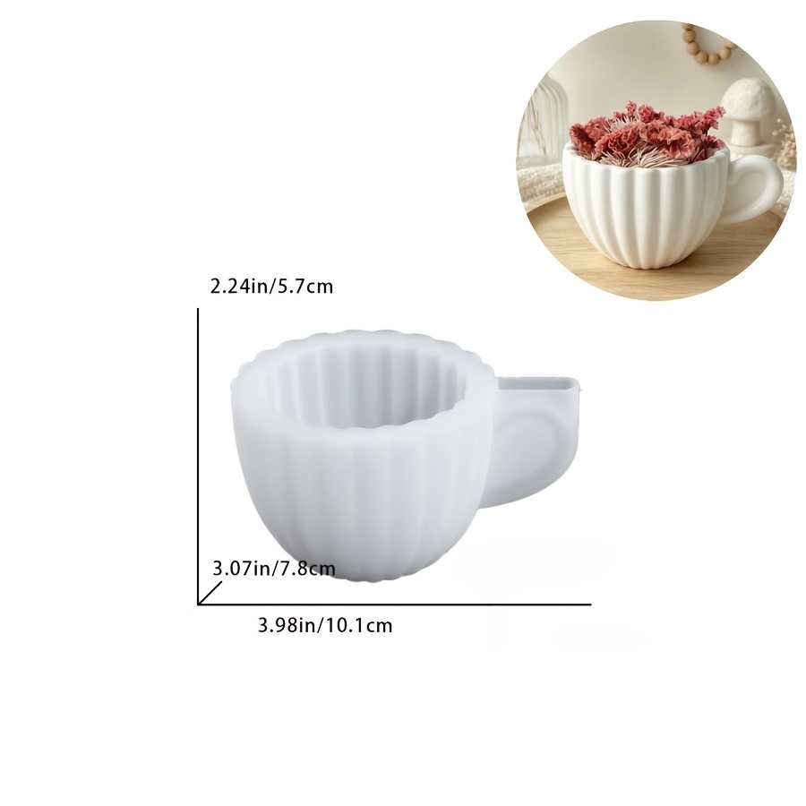 Image of Resin Mold, Striped Tea Cup Silicone Mold, Succulent Flowerpot Pot Gypsum Drip Mold, Daily Storage Container Mold, Epoxy Resin Casting Mold, Very Suitable For Handmade Production, Reusable
