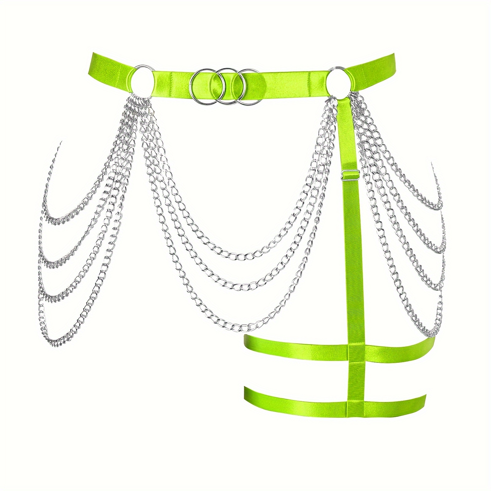 punk chain fringe garter belts candy color elastic waist - Temu