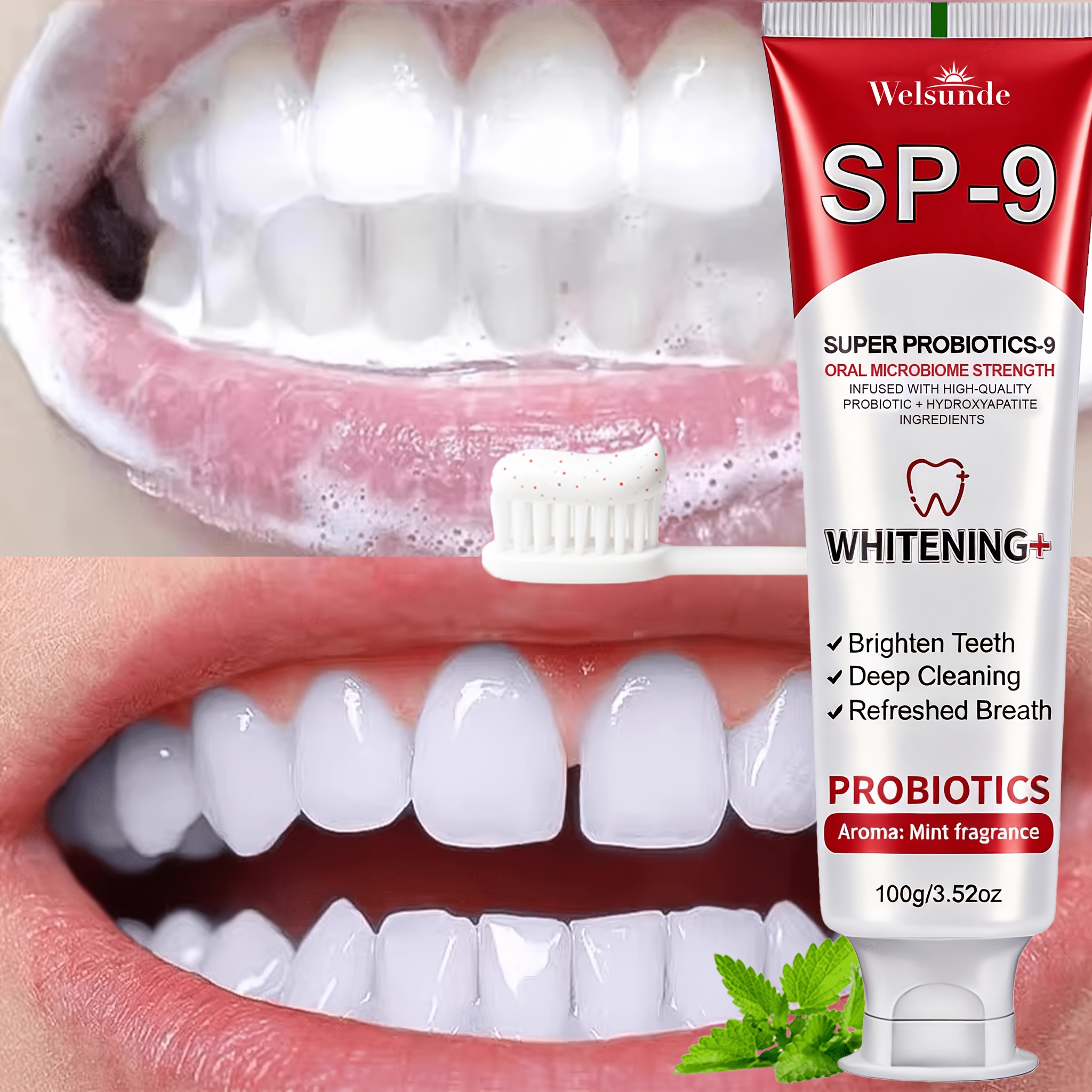 super probiotic   whitening toothpaste a   toothpaste with a probiotic and hydroxyapatite formula provides deep cleaning   breath protects gums and strengthens teeth     it maintains oral