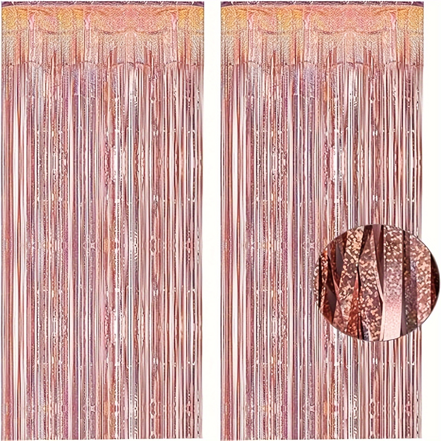 

Rose Golden Metal Wire Curtain Party Background - Aluminum Foil Tassel Ribbon Suitable For Single Party Decoration, Wedding Decoration, Birthday Ribbon Party Decoration 1pc