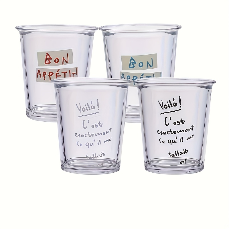 Image of 4pcs Minimalist Letter Glass Cups - Perfectly Suitable For Coffee, Milk, Juice, Etc. - For Home Use And Special Occasions