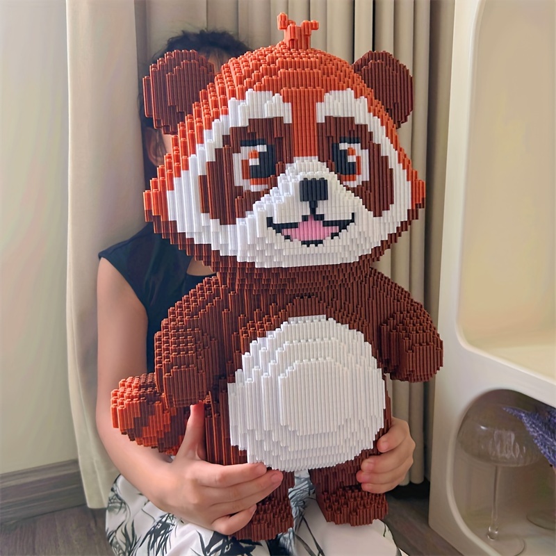 10000pcs cute animal brown bear building blocks toy cartoon interlocking puzzle large model figurine construction play christmas halloween gift adorable panda blocks mixed colors plastic material 0