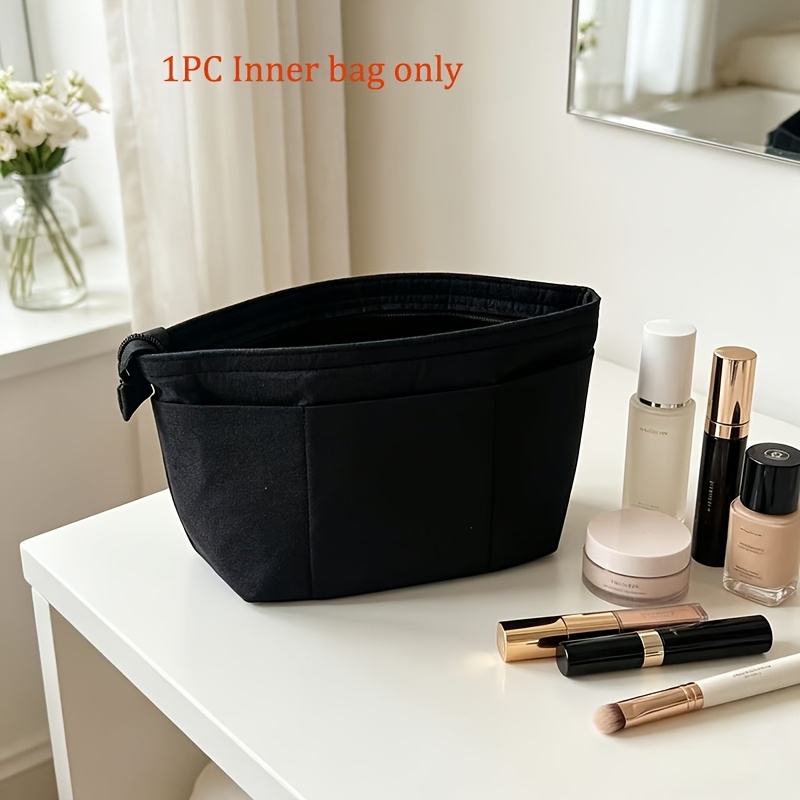 TEMU 1pc [bag Organizer, Insert Bag] Wallet Inner Bag; Suitable For Inserting Multiple Pocket Additions; Increasing Zipper Pocket; Beige; Wallet