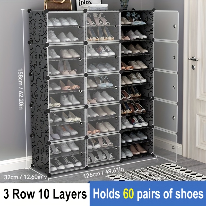 TEMU Scarpiera contenitore con ante, organizzatore portatile per scarpe, scaffale porta scarpe espandibile da , contenitore per , pantofole, scarpe