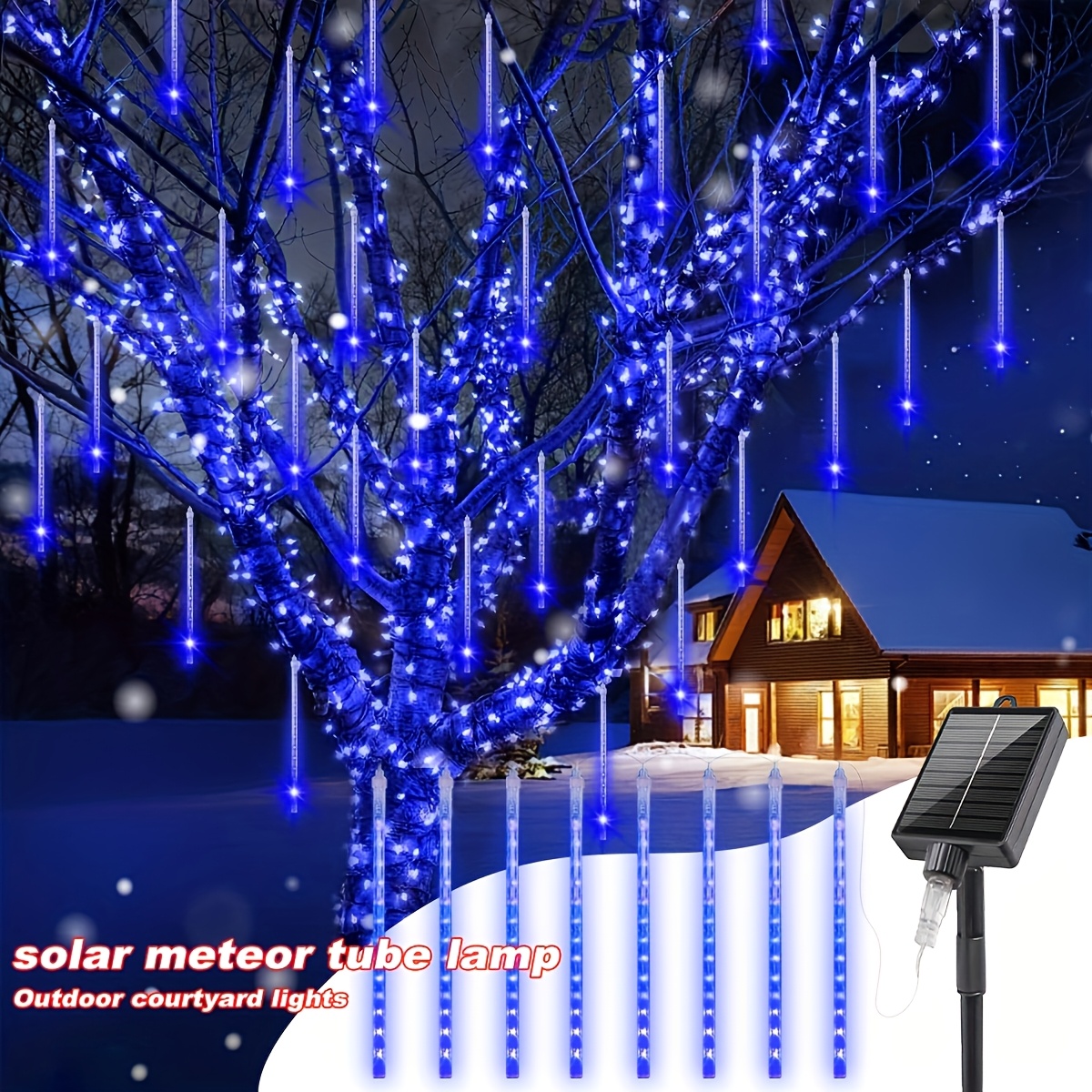 1 lot de guirlandes lumineuses décoratives Pluie de météores solaires, éclairage de fête, effet ciel étoilé, guirlandes lumineuses de Noël, lumières solaires pour arbres d'extérieur, durables, adaptées pour les mariages, Halloween, Thanksgiving, terrasses, arbres, toits, cours, jardins, pelouses