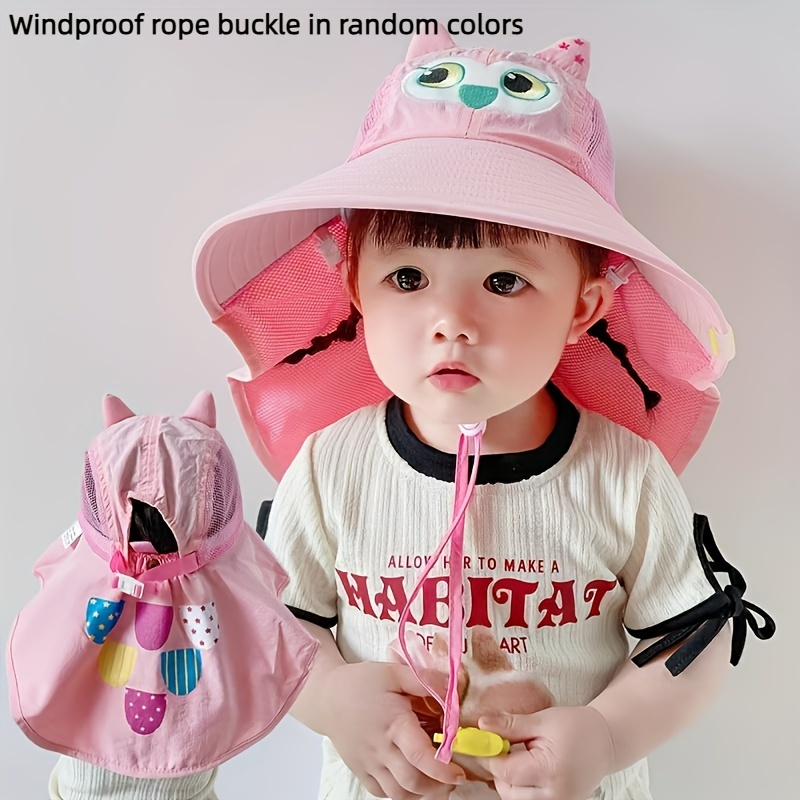 Kids Sun Hat with Neck Flap for Girls Boys, Wide Brim UV