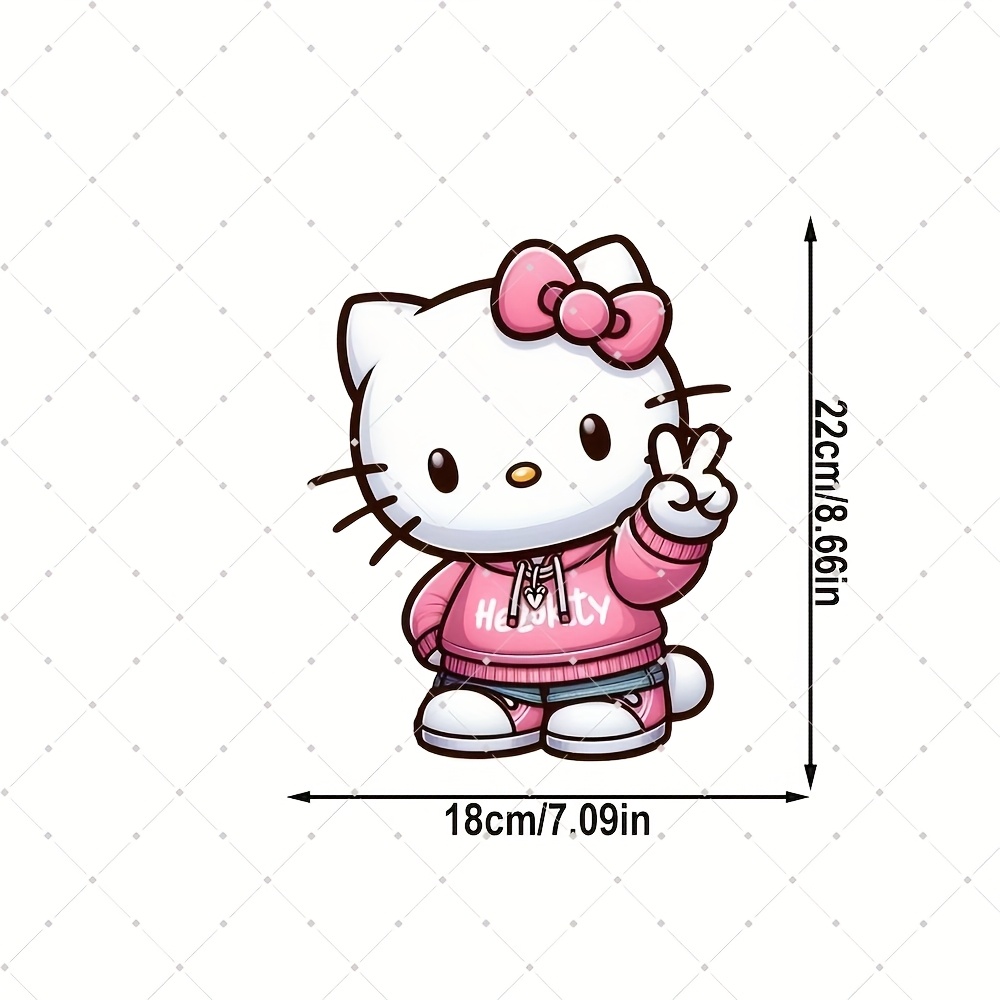 Image of Hello Kitty Cartoon Iron-on Heat Transfer Sticker Decal Patch For Clothing Jeans Bag Backpack Pillow Cover Decoration, Fashionable And Durable (clothes Not Included)