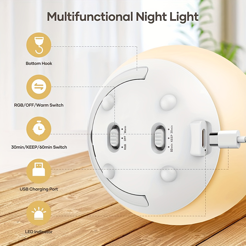A 1500mAh circular lamp, perfect as a Christmas gift. Features a rechargeable battery and timer function. Automatically adjusts between single-color and multi-color modes. Ideal for living rooms, study areas, bedrooms, or as decorative gift lighting.