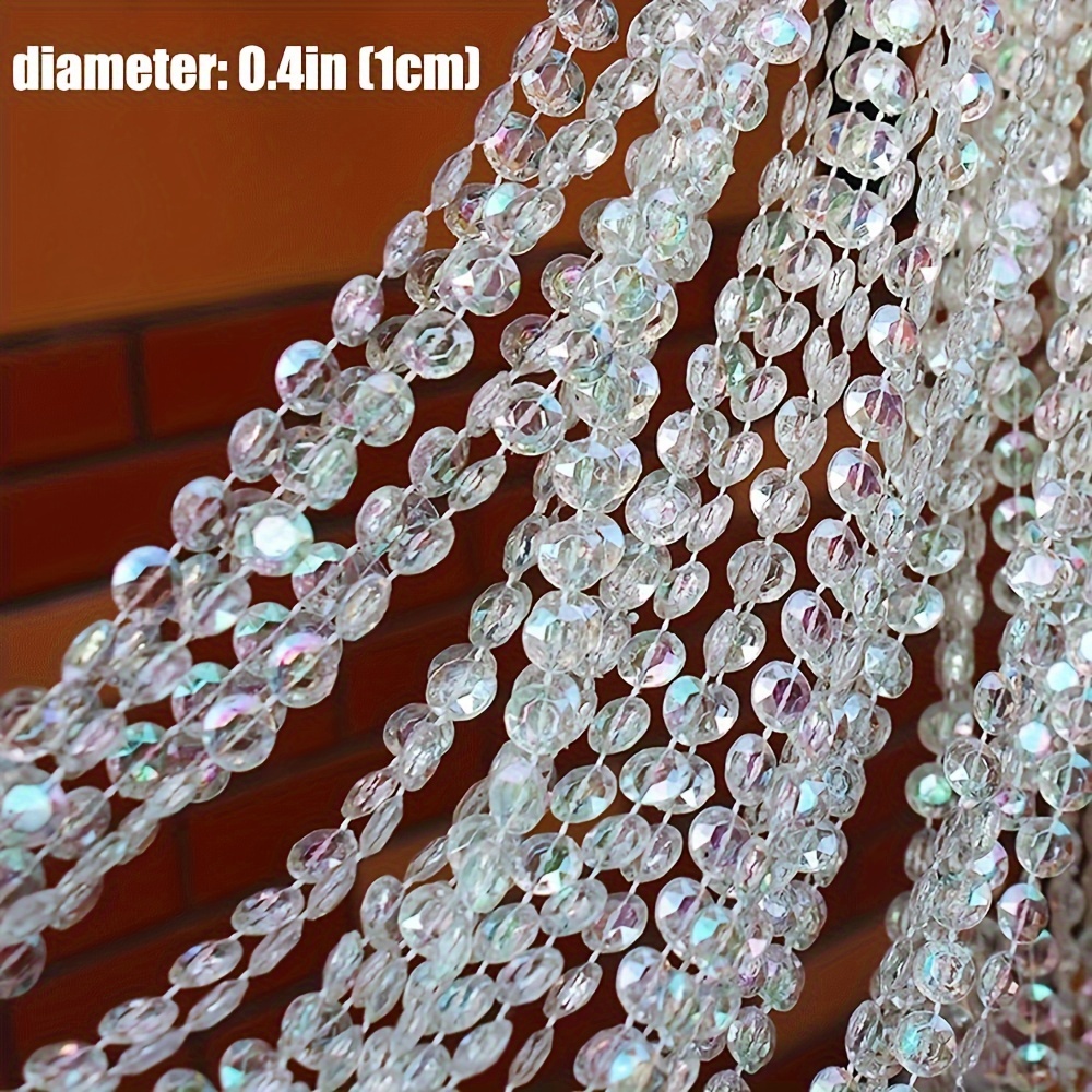 TEMU Acrylic Crystal Bead Garland Strand, 10m Sparkling Gem Chains For Wedding Decorations, Glittering Dot Hanging Decor For Home And Party (no Feathers, No Electricity Required)